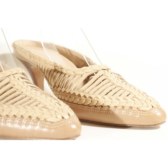 Ulla Johnson Woven Panel Mules Heels Latte Brown Basket Weave Braided 41 Shoes - Picture 6 of 16